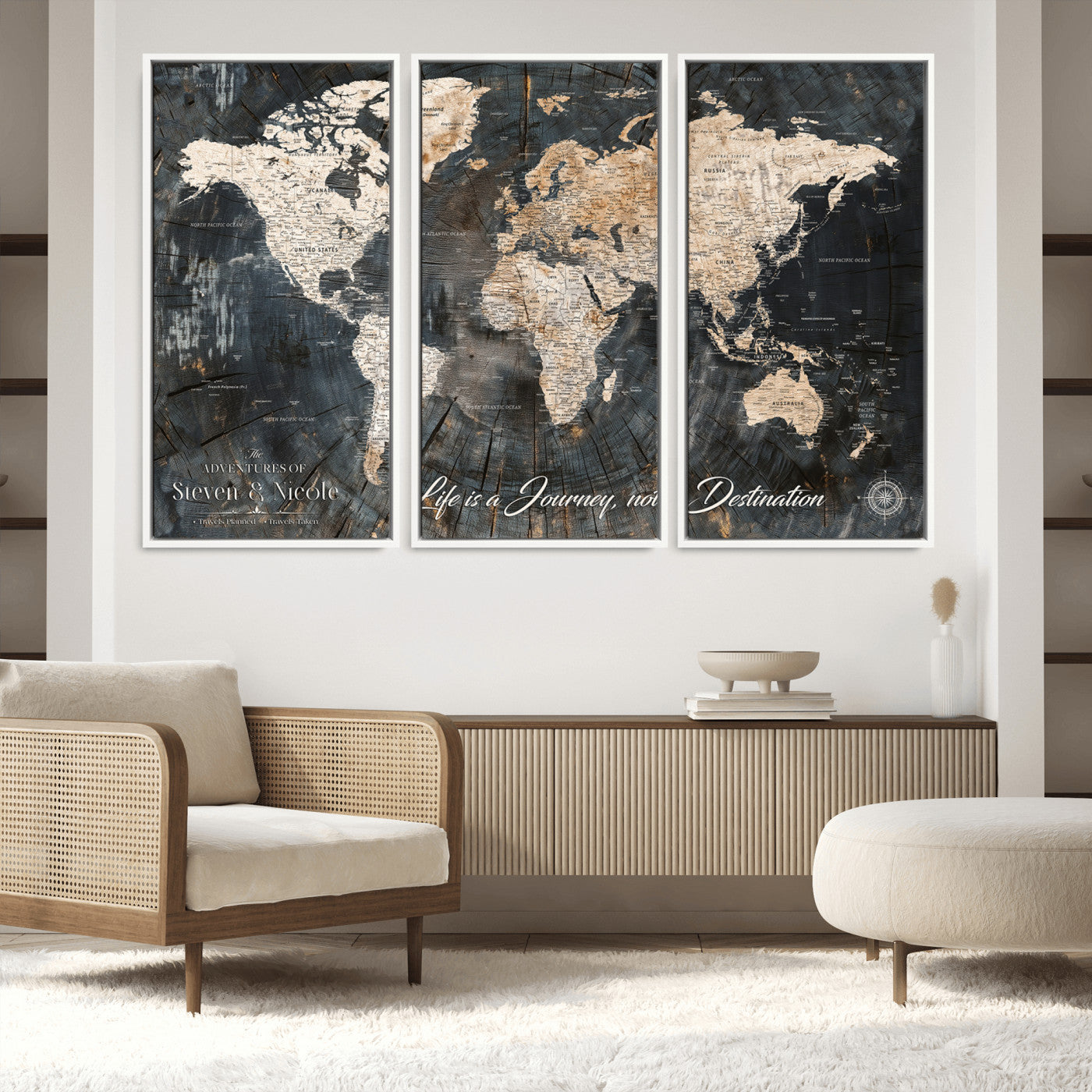 13001721-MGV-CV-36X24-Framed Travel Tracker Map with Push Pins – World Canvas Wall Art to Mark Trips, Great for Offices, Classrooms, and Gift Ideas - H16