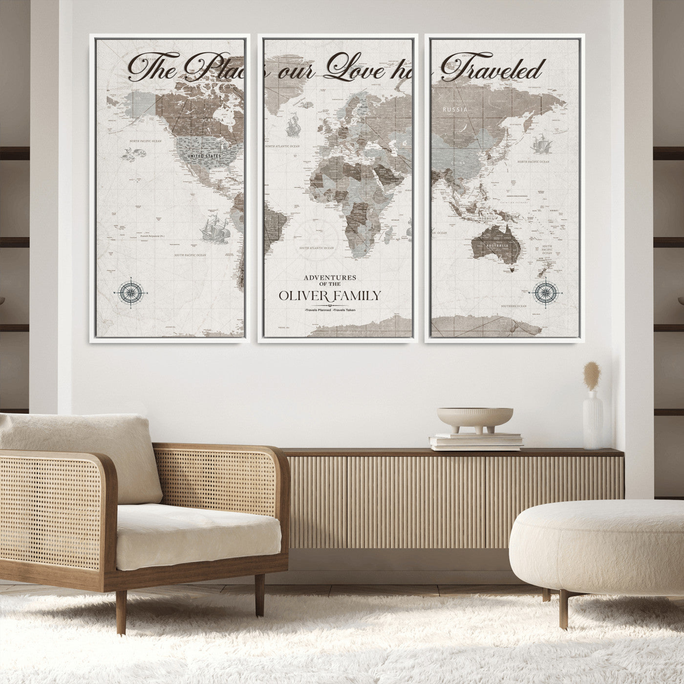 88245481-MGV-CV-36X24-Custom Push Pin World Map Wall Canvas Print – Personalized Travel Tracker with Pins – Framed Large Multi-Size Canvas for Home Office Decor