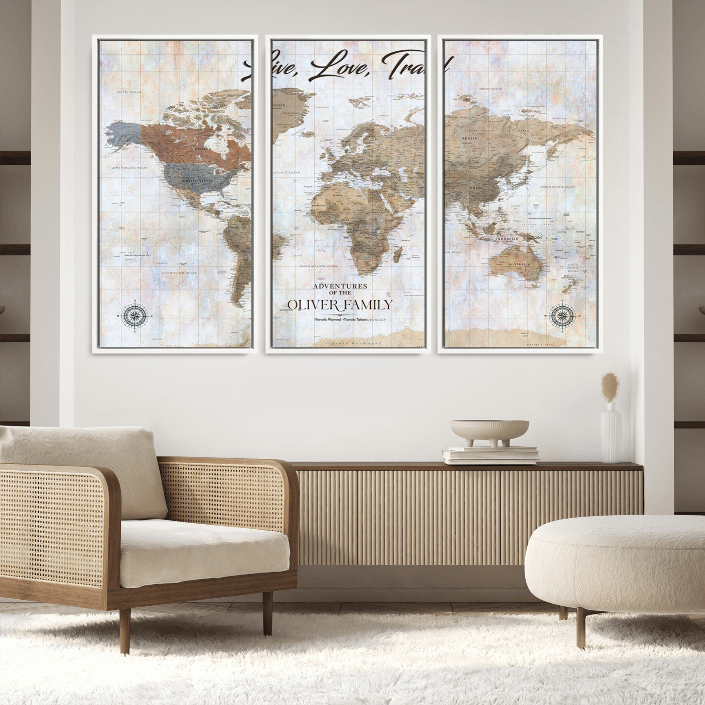76256172-MGV-CV-36X24-Custom Push Pin World Map Wall Canvas Print – Personalized Travel Tracker with Pins – Framed Large Multi-Size Canvas for Home Office Decor