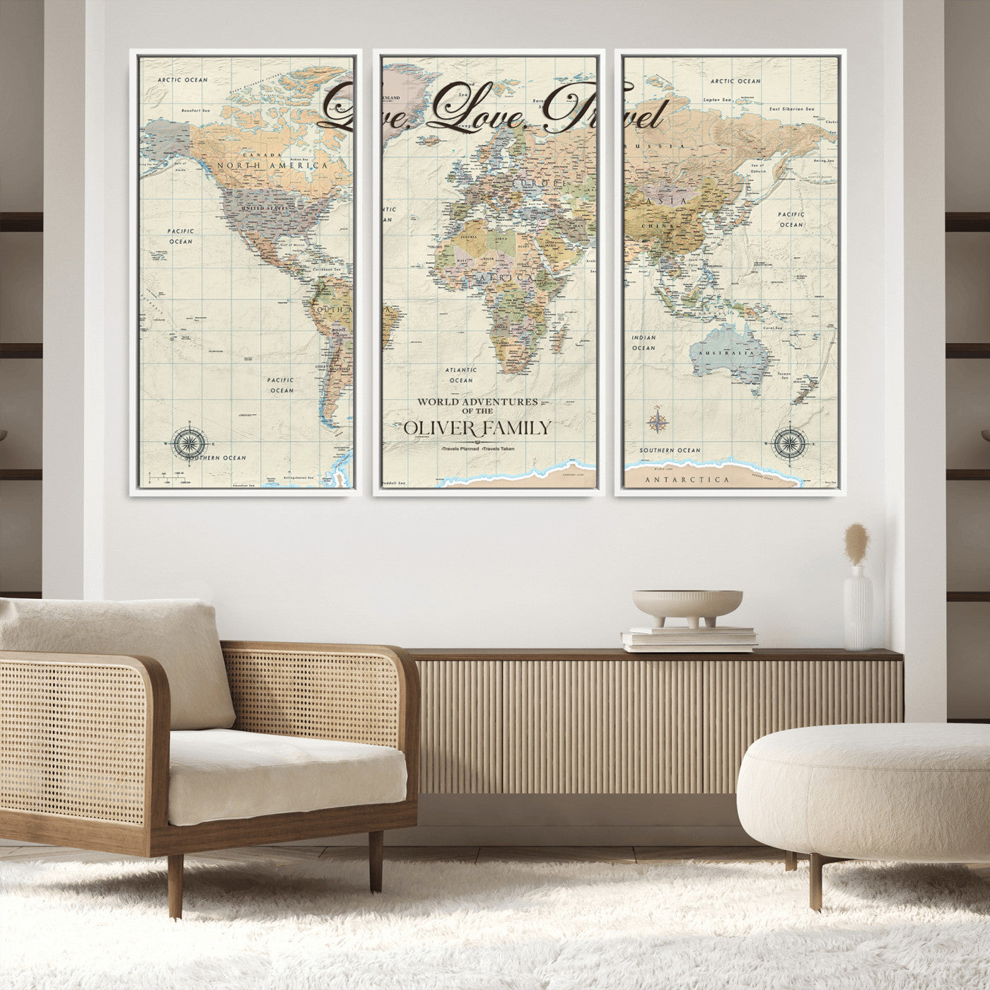 49563244-MGV-CV-36X24-Custom Push Pin World Map Wall Canvas Print – Personalized Travel Tracker with Pins – Framed Large Multi-Size Canvas for Home Office Decor