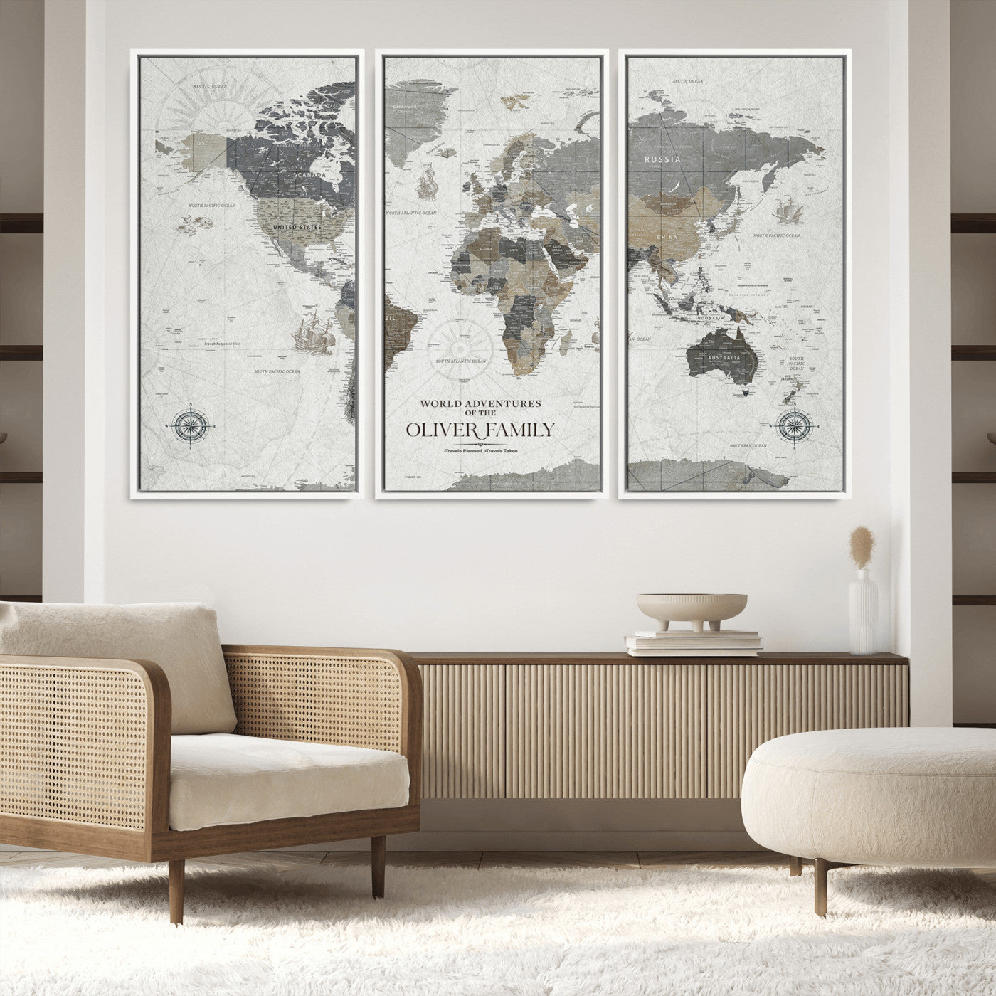 24596128-MGV-CV-36X24-Custom Push Pin World Map Wall Canvas Print – Personalized Travel Tracker with Pins – Framed Large Multi-Size Canvas for Home Office Decor