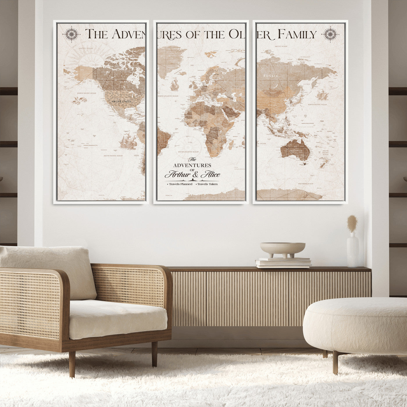 58395047-MGV-FC-60X40-3P_White-Personalized Framed World Map Canvas Wall Art Print – Custom Push Pin Travel Tracker Lover - Custom World Map on Canvas