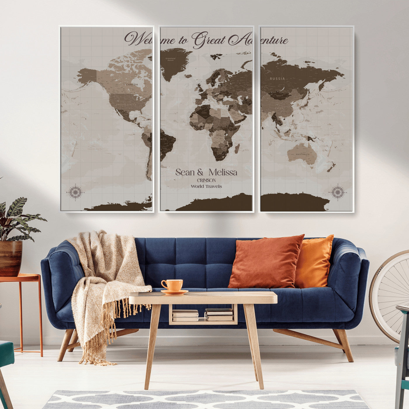 49871705-MGV-FC-60X40-3P_White-Custom Push Pin World Map Wall Canvas Print – Personalized Travel Tracker with Pins – Framed Large Multi-Size Canvas for Home Office Decor
