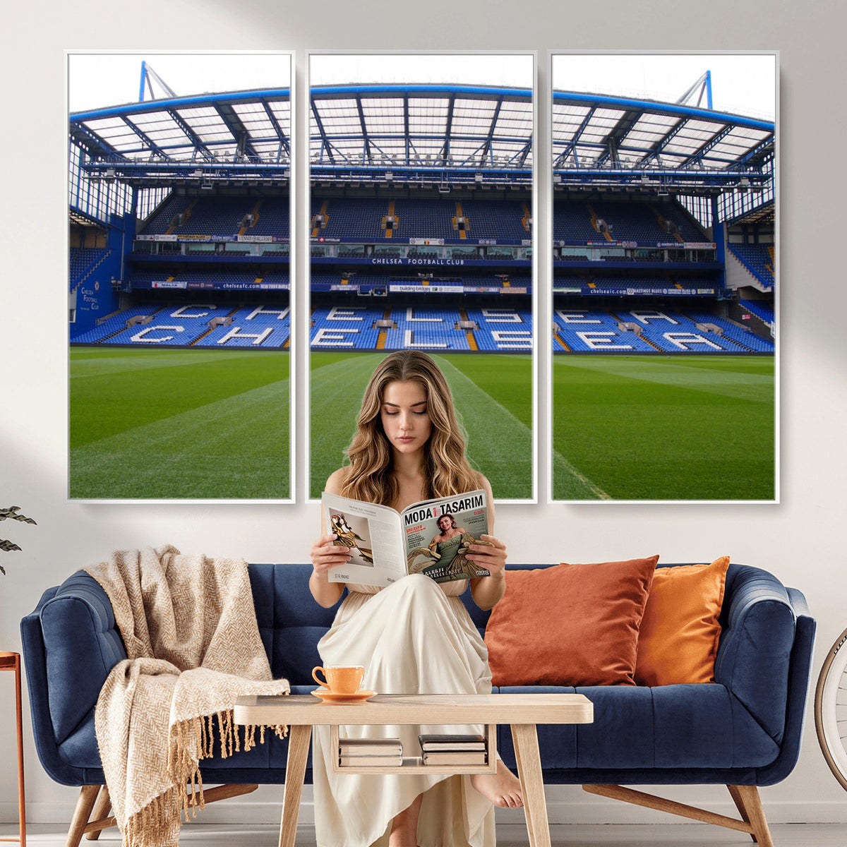 38616413CHELSA-MGV-CV-36X24 - Stamford Bridge Chelsea Football Stadium Canvas Wall Art