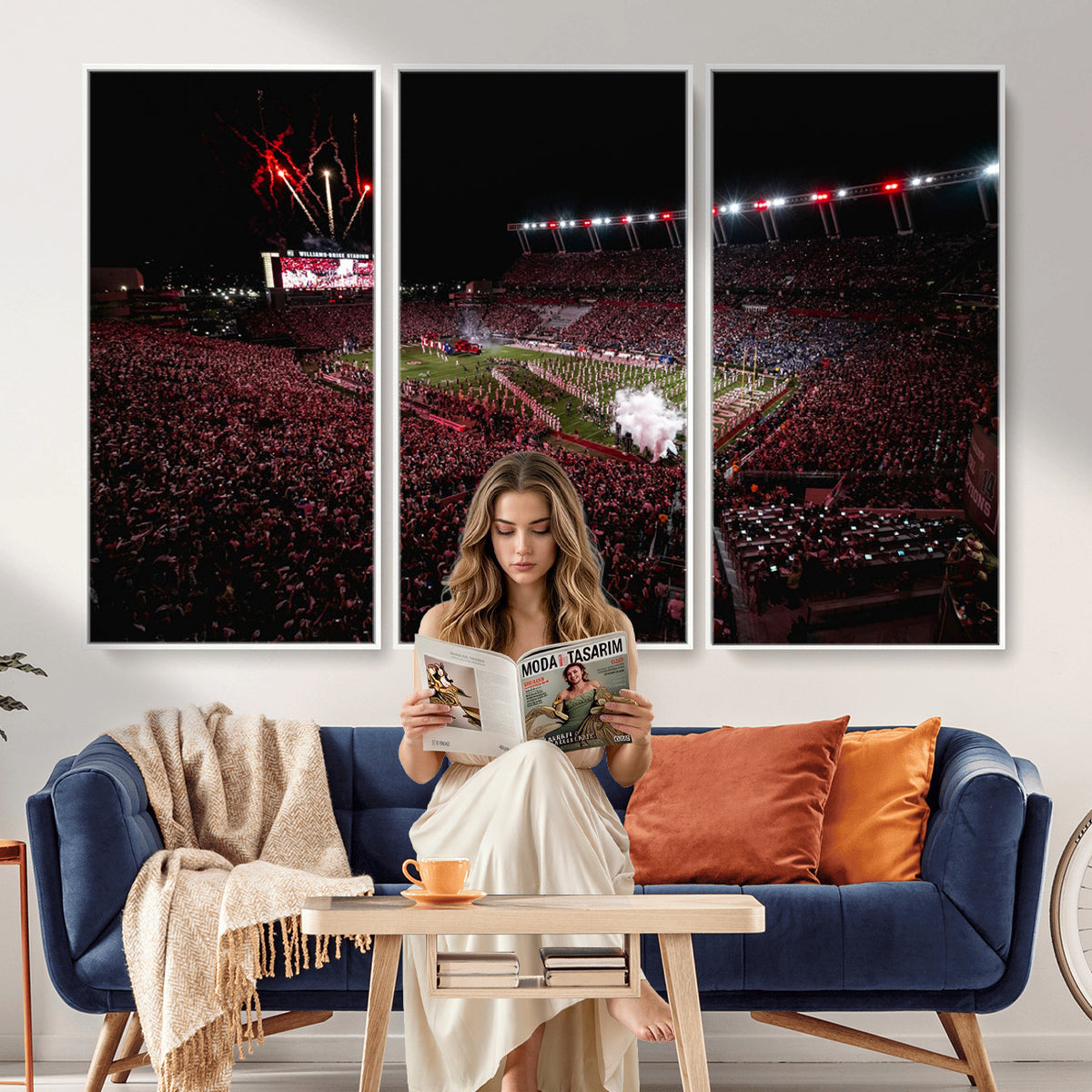 60690191-MGV-CV-36X24 - William Brice Stadium Wall Art Print, Baseball Game Room