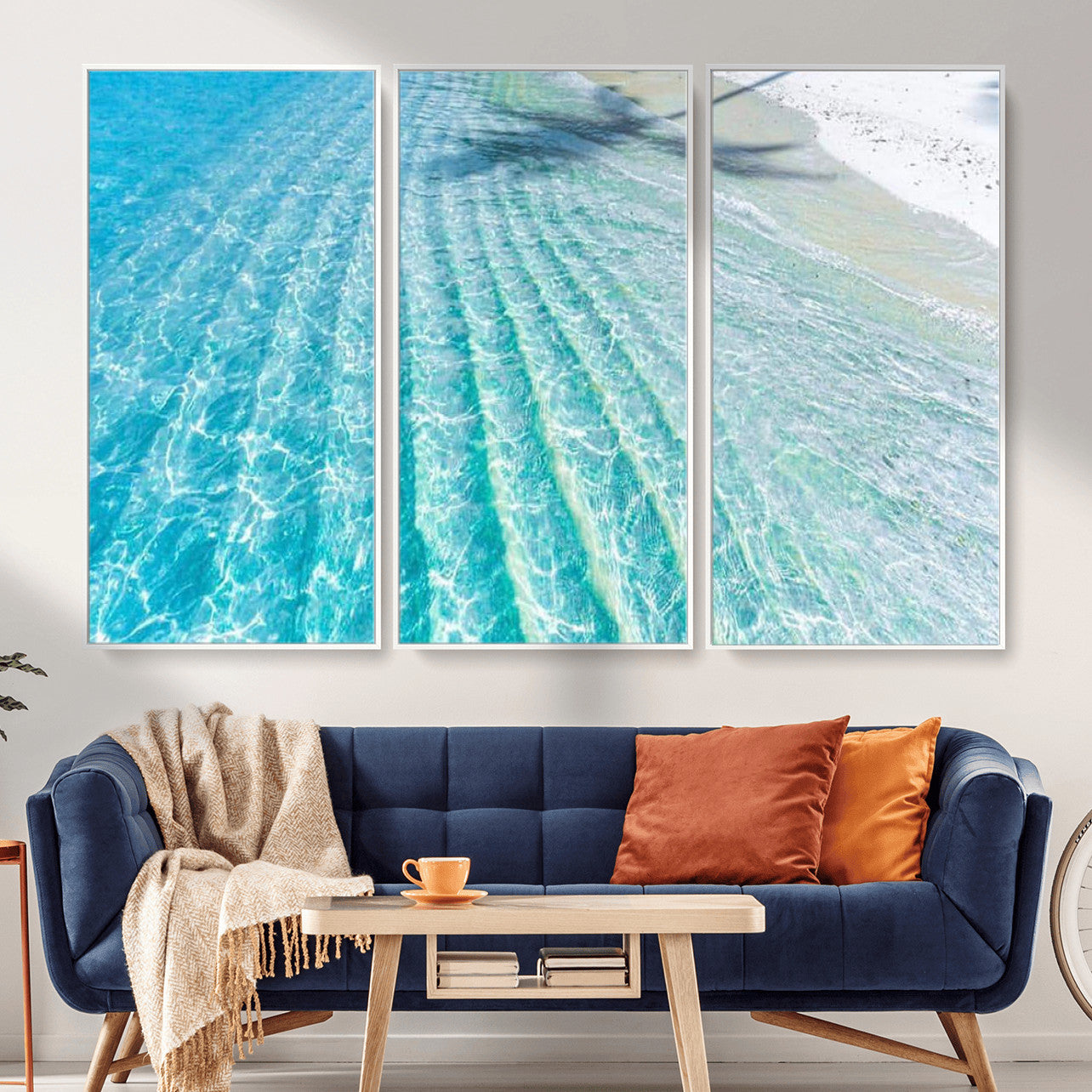 46233906-MGV-CV-36X24 - Serene Clear Blue Ocean Water Canvas Wall Art – Soft White Sand Shore Coastal Print for Home Decor, Relaxation, and Tranquil Vibes