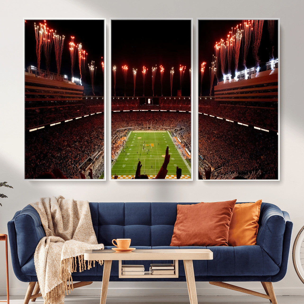 73358115-MGV-FC-48X32-3P - Tennessee Neyland Stadium Wall Art, Sports Arena Canvas Print, Panoramic Stadium Canvas Artwork for Home, Office