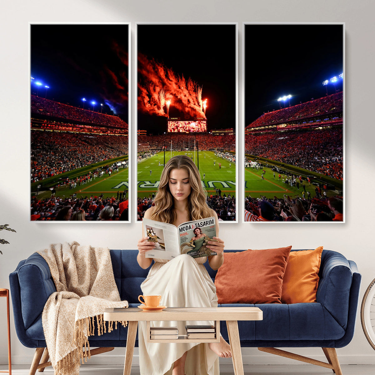 59046876-MGV-CV-36X24 - Jordan-Hare Football Stadium Wall Art Canvas Print, Football Stadium Aerial View
