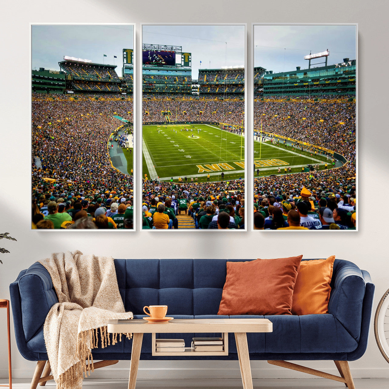 GBP101-MGV-FC-48X32-3P - Green Bay Packers Lambeau Field Stadium Wall Art Canvas Print, Iconic NFL Football Stadium Artwork, Wisconsin Sports Home Decor