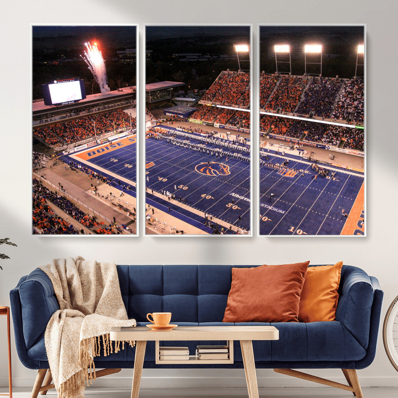 BS1001S-MGV-FC-48X32-3P - Boise State Broncos Albertsons Stadium Wall Art Canvas Print