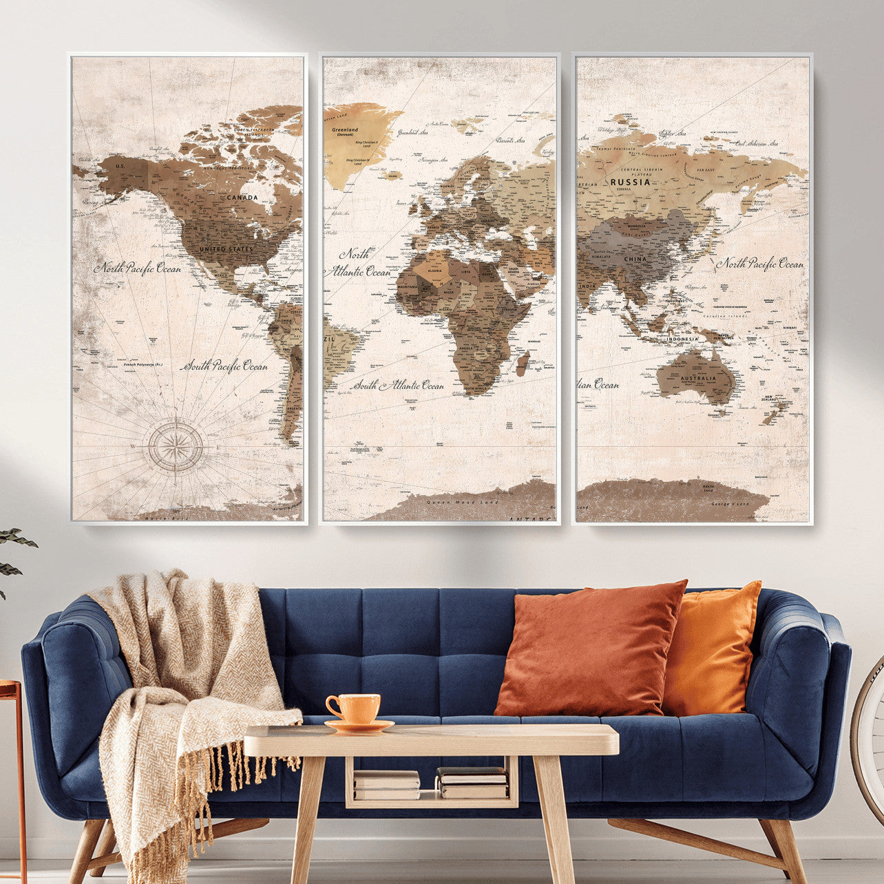 38923639-MGV-CV-36X24 - World Map Wall Art Canvas Print, Modern Decorative Framed Map Artwork Prints for Living Room, Office, Bedroom Wall Decor