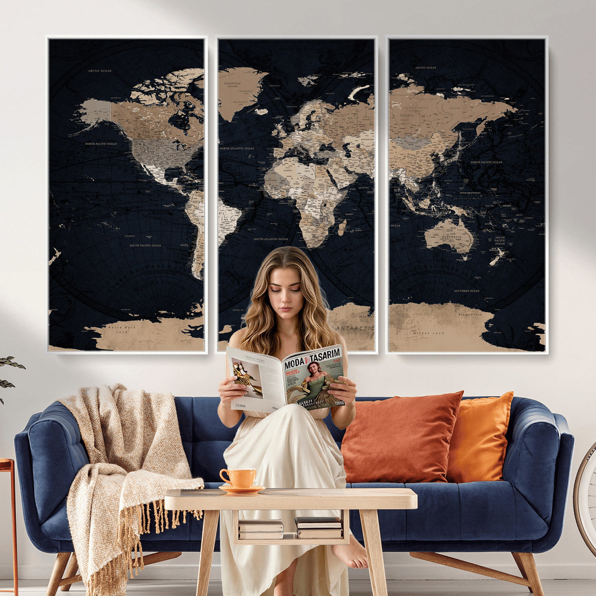 25812727-MGV-CV-36X24 - Grunge Wall Art World Map Canvas Print