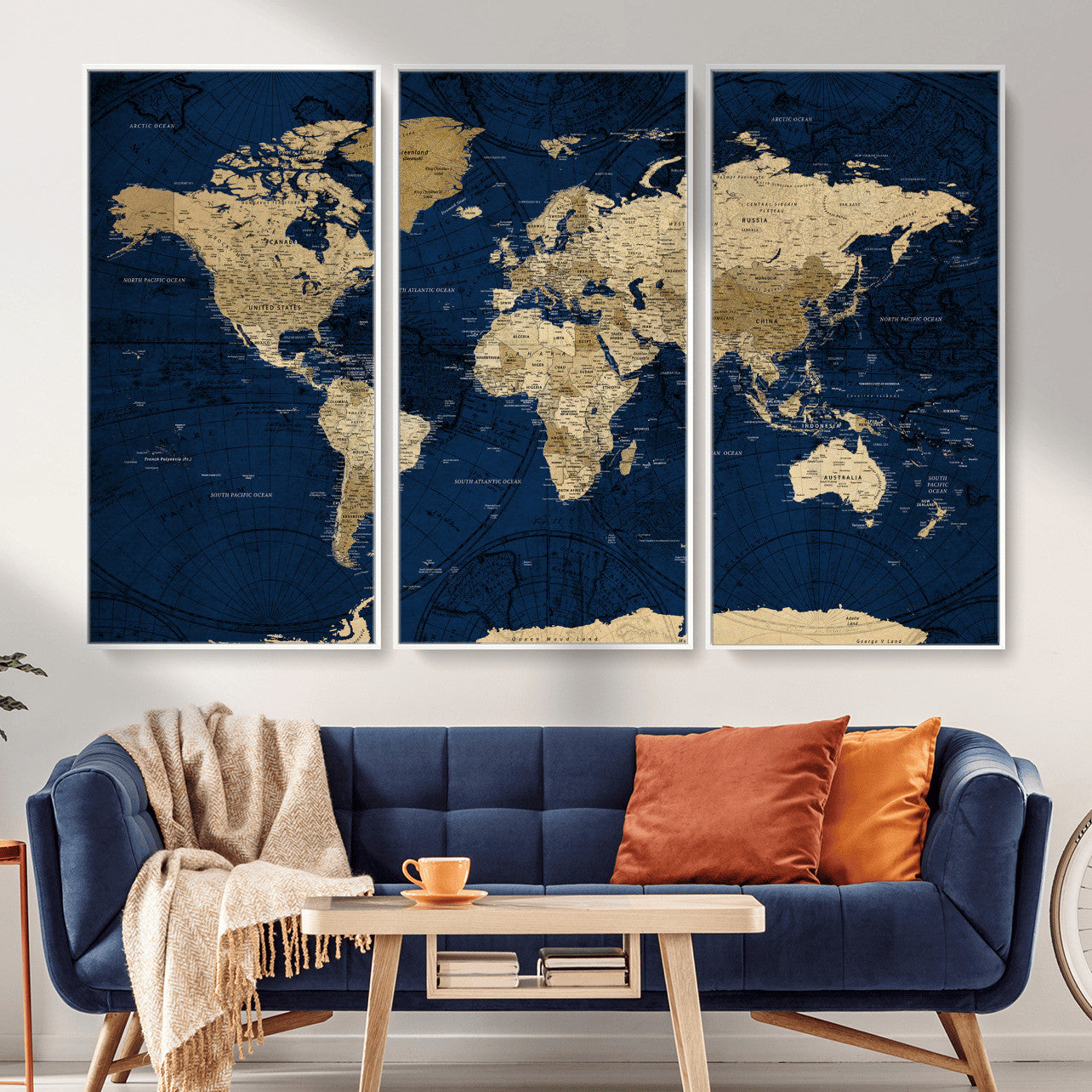 54770746-MGV-CV-36X24 - World Map Wall Art Canvas Print, Modern Decorative Framed Map Artwork Prints for Living Room, Office, Bedroom Wall Decor