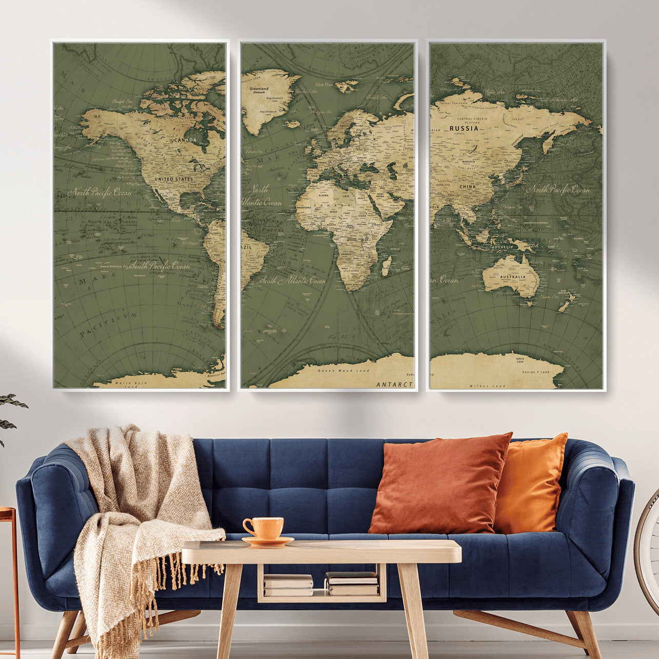 75846040-MGV-CV-36X24 - World Map Wall Art Canvas Print, Modern Decorative Framed Map Artwork Prints for Living Room, Office, Bedroom Wall Decor