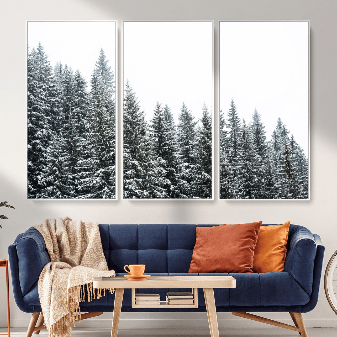 69566941-MGV-CV-36X24 - Misty Mountain Forest Canvas Print, Foggy Pine Trees Nature Wall Art, Framed Canvas Ready to Hang