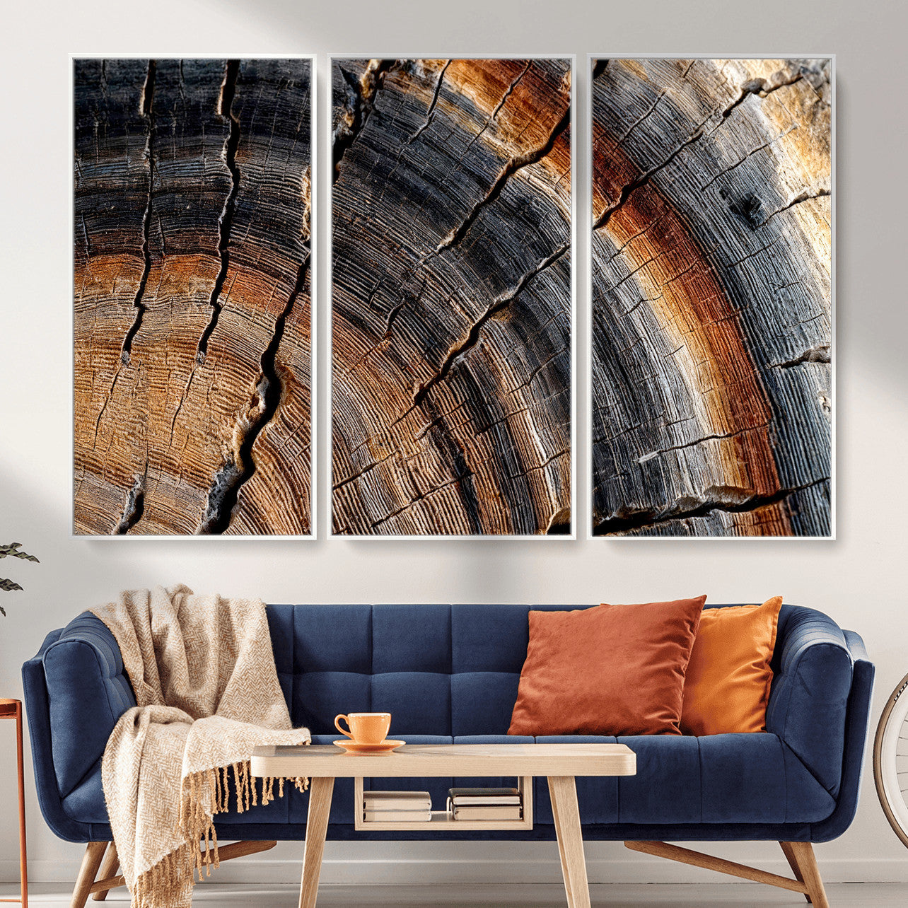 92693966E-MGV-CV-36X24 - Framed Large Abstract Wood Grain Canvas Print, Tree Ring Pattern Wall Art, Framed Canvas Ready to Hang