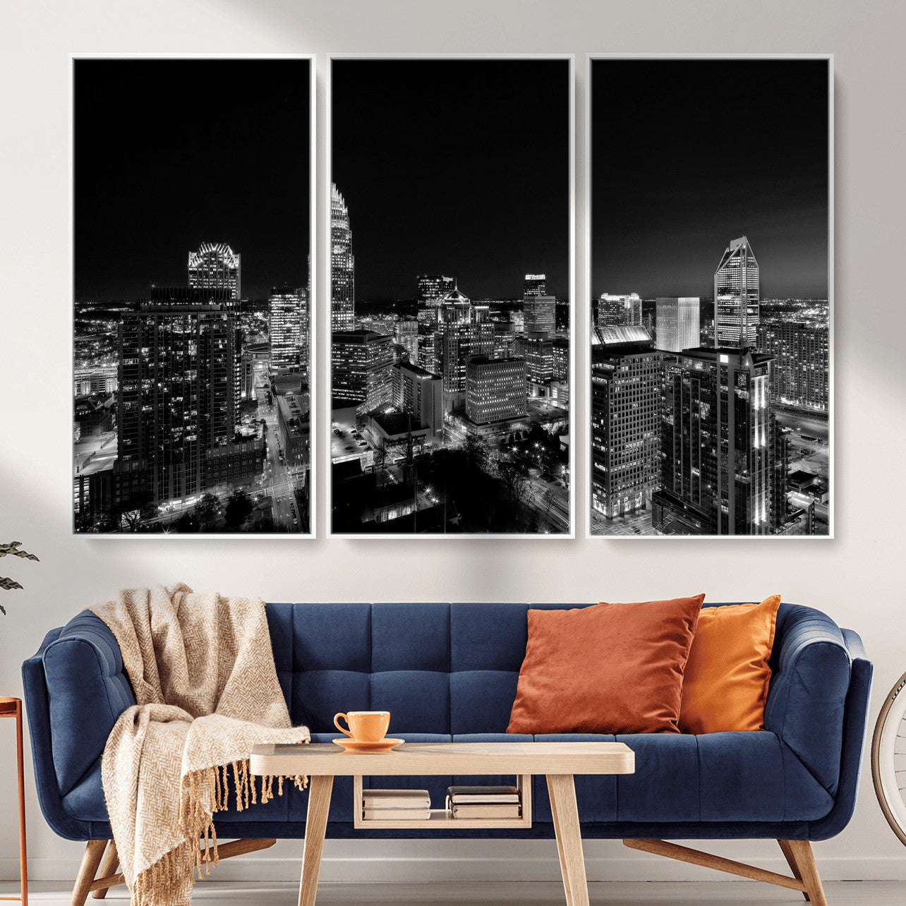 68329345-MGV-CV-36X24 - Atlanta Skyline Wall Art Canvas Print, Atlanta Downtown Night Cityscape Print for Modern Urban Wall Decor