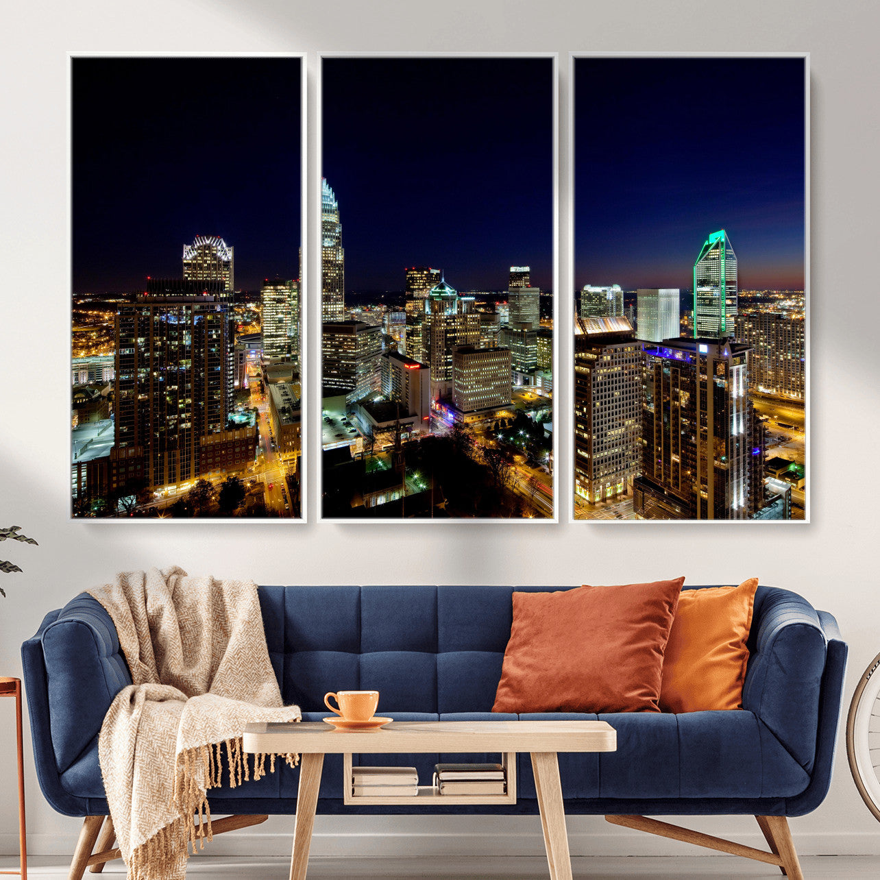 47163738-MGV-CV-36X24 - Atlanta Skyline Wall Art Canvas Print, Atlanta Downtown Night Cityscape Print for Modern Urban Wall Decor