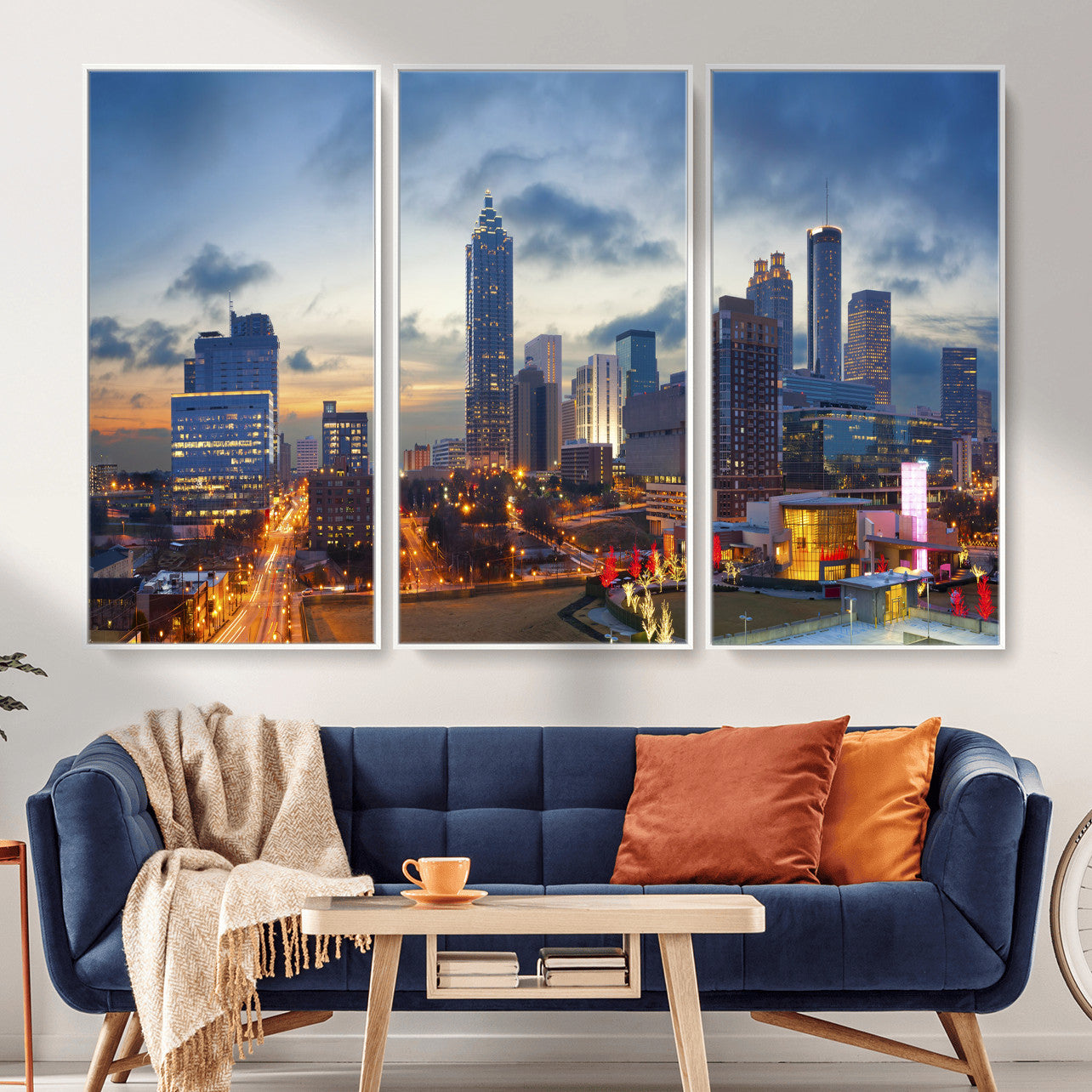 18461309-MGV-CV-36X24 - Atlanta Skyline Wall Art Canvas Print, Atlanta Downtown Night Cityscape Print for Modern Urban Wall Decor