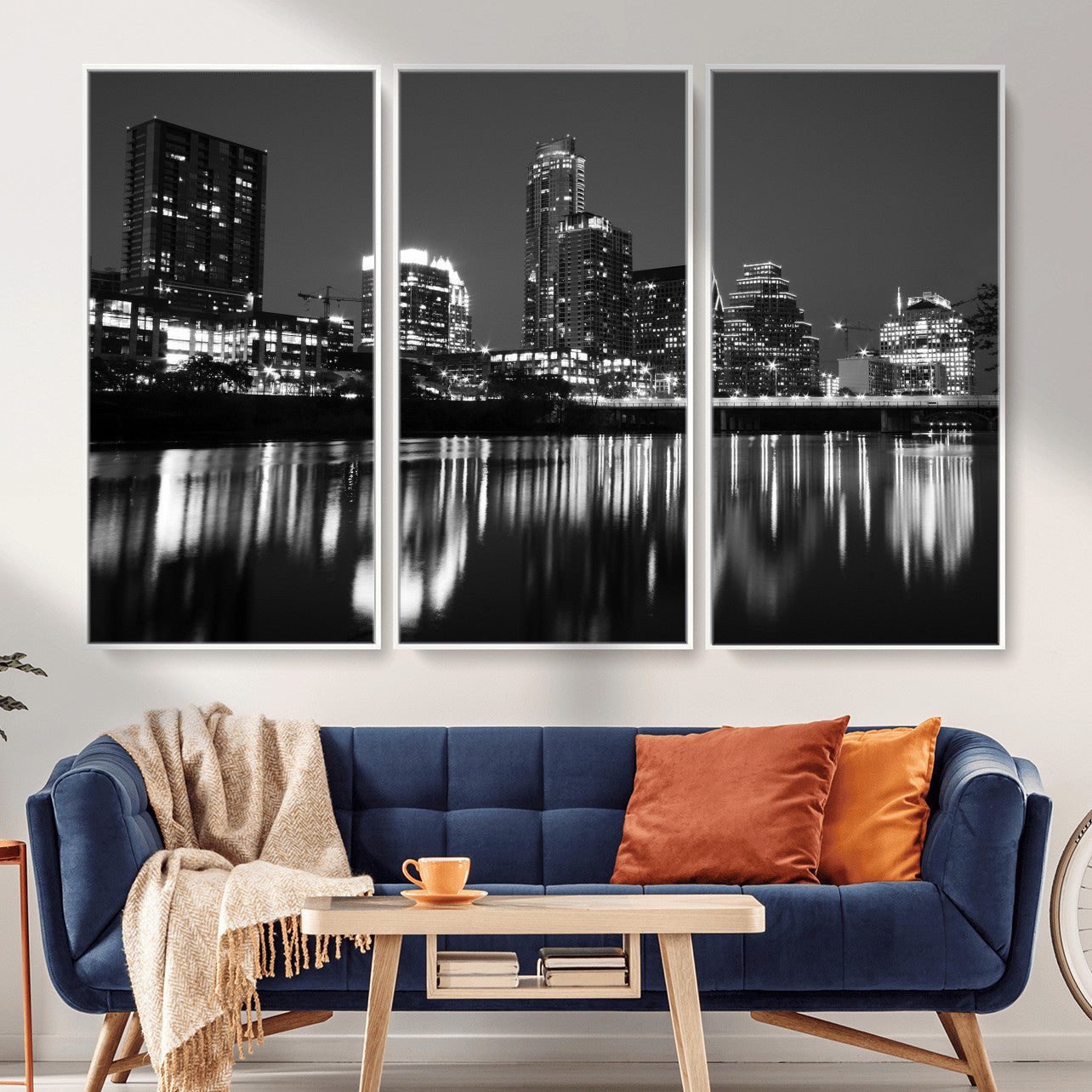 38129554-MGV-CV-36X24 - Austin Skyline Wall Art Canvas Print, Austin Downtown Night Cityscape Print for Modern Urban Wall Decor