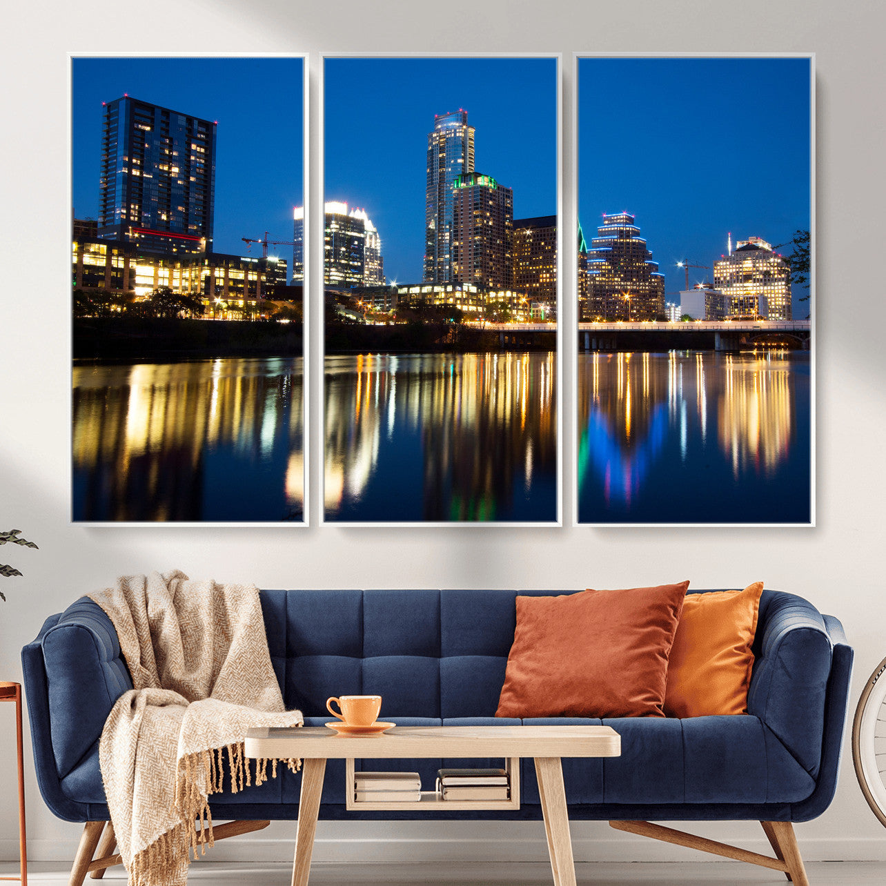 21916206-MGV-CV-36X24 - Austin Skyline Wall Art Canvas Print, Austin Downtown Night Cityscape Print for Modern Urban Wall Decor