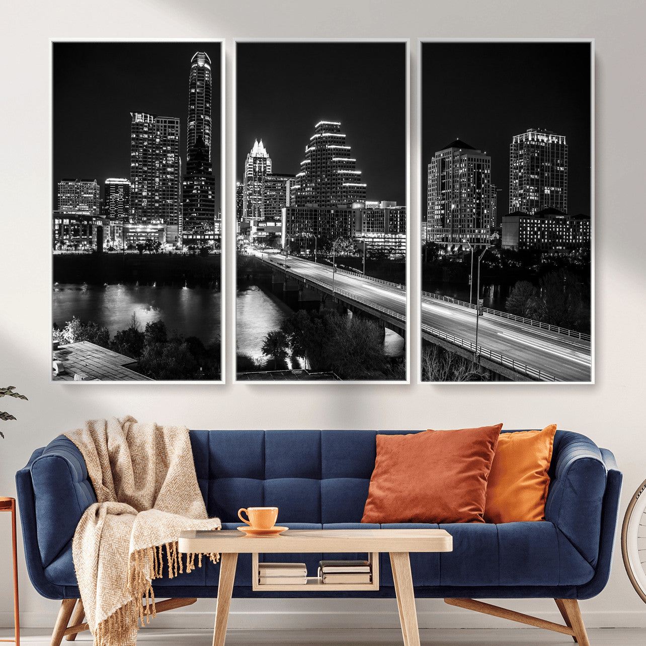 37531750-MGV-CV-36X24 - Austin Skyline Wall Art Canvas Print, Austin Downtown Night Cityscape Print for Modern Urban Wall Decor