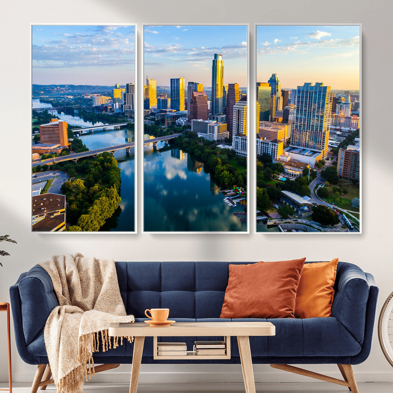 33675326-MGV-CV-36X24 - Austin Skyline Wall Art Canvas Print, Austin Downtown Night Cityscape Print for Modern Urban Wall Decor