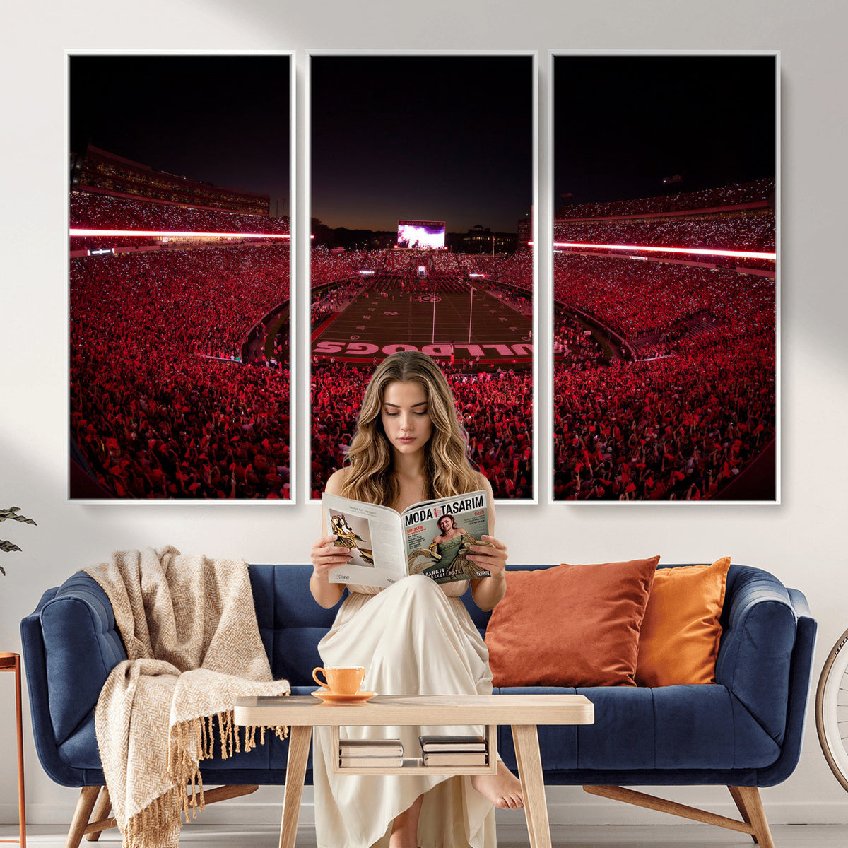 76277124-MGV-CV-36X24 - Sanford Stadium Wall Art Canvas Print – Georgia Bulldogs Football Artwork Print for Home, Office, and Sports Room Decor