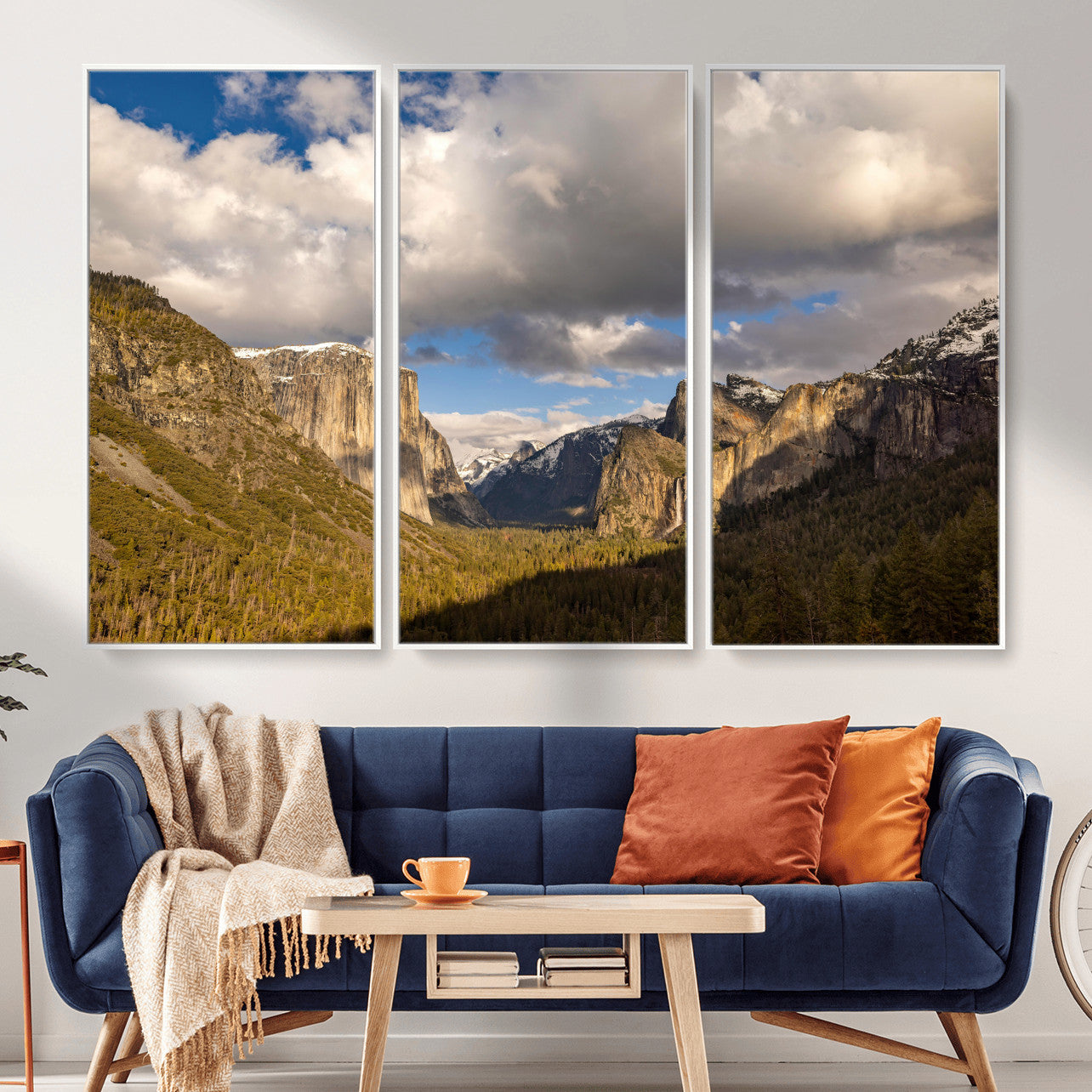51451302-MGV-CV-36X24 - Yosemite Valley Mountain Landscape Wall Art Canvas Print, Granite Cliff Forest Valley Canvas Print, California National Park Scenic Art Printing