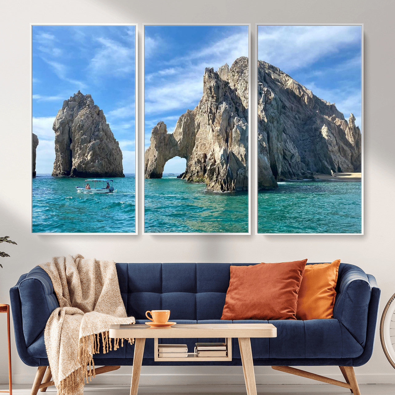 20946478-MGV-CV-36X24 - El Arco Cabo San Lucas Ocean Arch Wall Art Canvas Print, Baja California Rock Arch Seascape Canvas Print, Mexico Coastal Landmark Scenic Art Printing