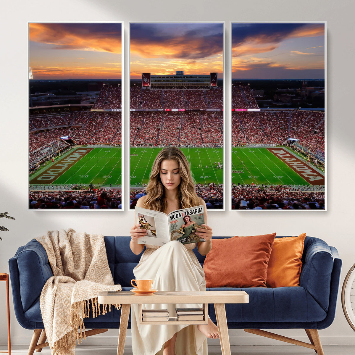51457497-MGV-CV-36X24 - Oklahoma Sooners Stadium Wall Art Canvas Print, College Football Decor