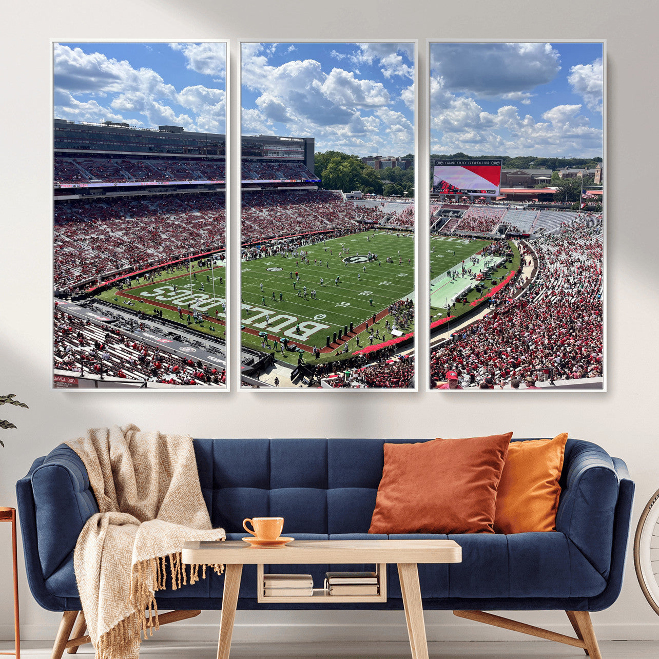 10665453-MGV-CV-36X24 - Georgia Bulldogs Stadium Wall Art Canvas Print, Sanford Stadium Football Field Panorama, College Football Game Day Wall Decor