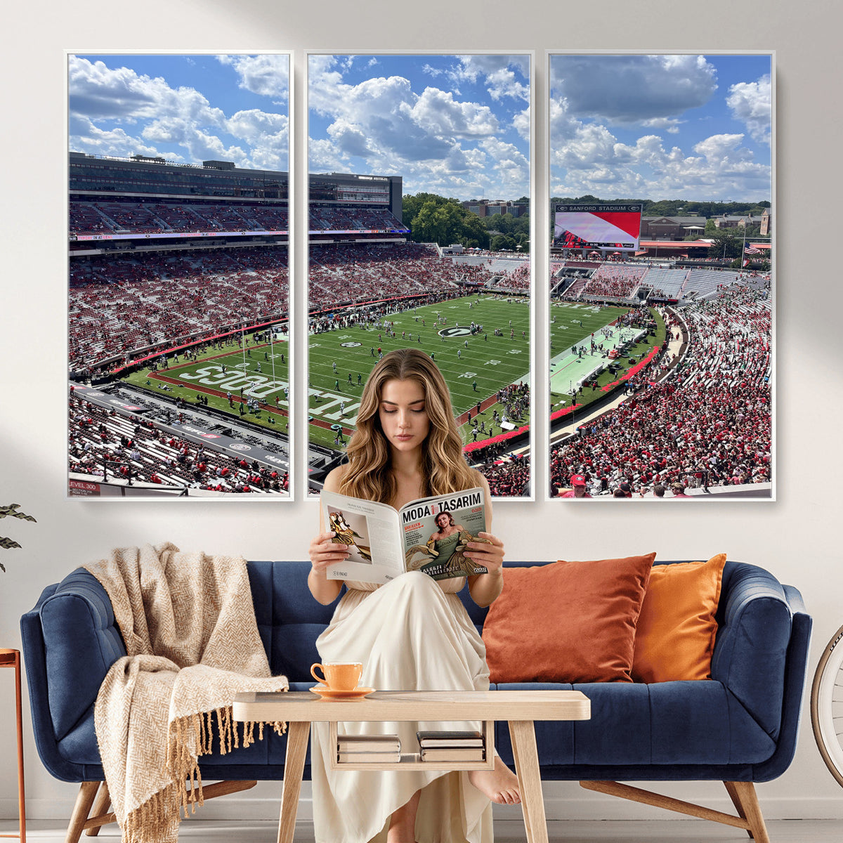 10665453-MGV-CV-36X24 - Georgia Bulldogs Stadium Wall Art Canvas Print, Sanford, Framed and Ready to Hang