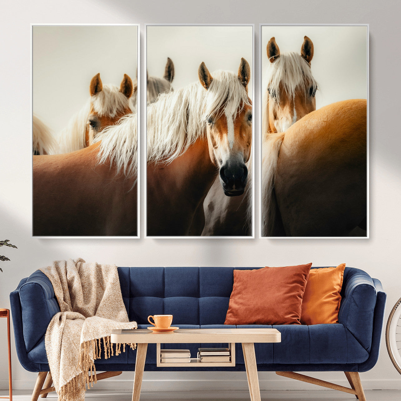71904941-MGV-CV-36X24 - Wild Horse Herd Wall Art Canvas Print, Natural Horse Portrait Nature Wall Decor for Living Room and Office