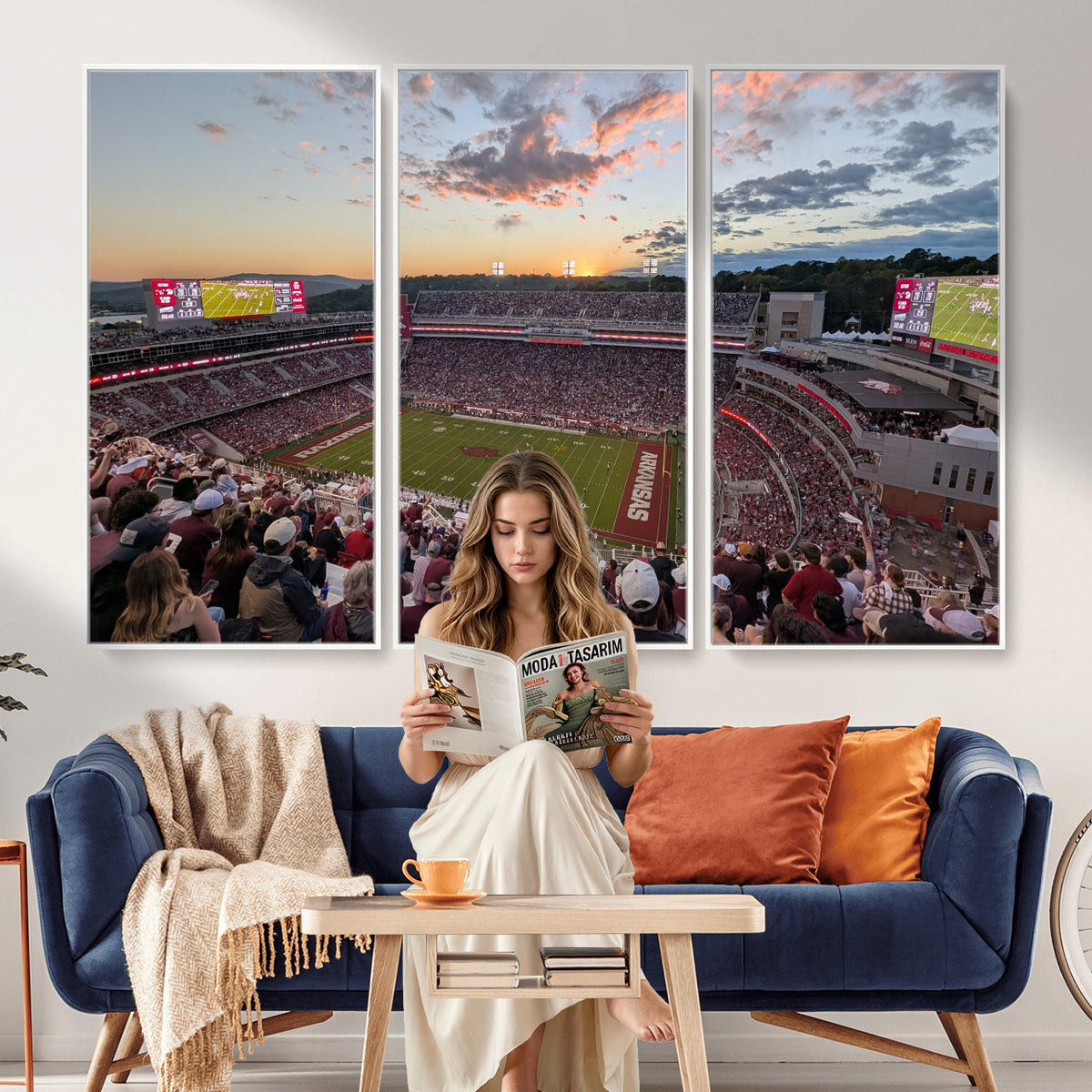 71837429-MGV-CV-36X24 - Donald W. Reynolds Razorback Stadium Wall Art Canvas Print – Arkansas Razorbacks Football Artwork for Home, Office, and Sports Room Decor