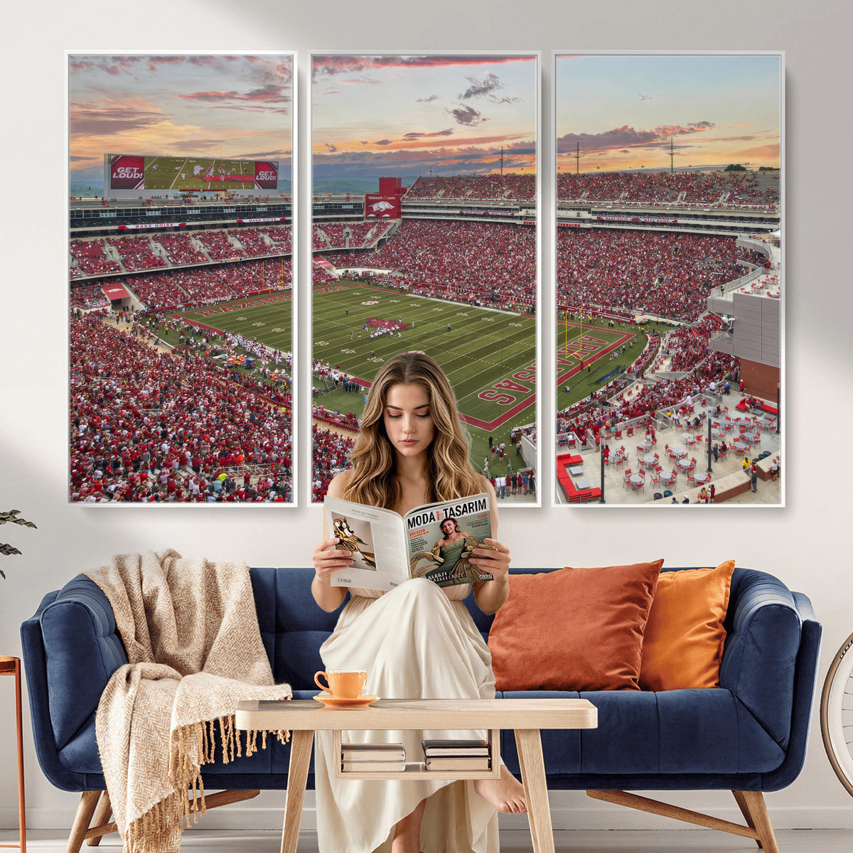 82233065-MGV-CV-36X24 - Donald W. Reynolds Razorback Stadium Wall Art Canvas Print – Arkansas Razorbacks Football Artwork for Home, Office, and Sports Room Decor