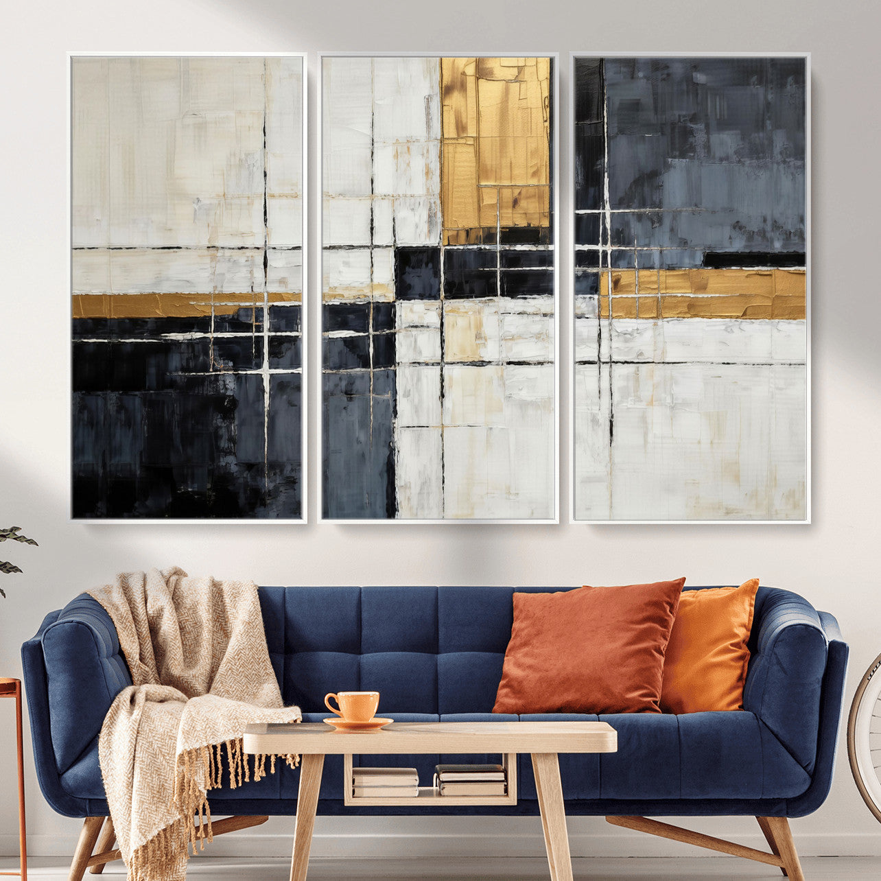 78975677-MGV-CV-36X24 - Gold Abstract Wall Art Canvas Print, Modern Luxury Geometric Painting Wall Decor for Living Room and Office