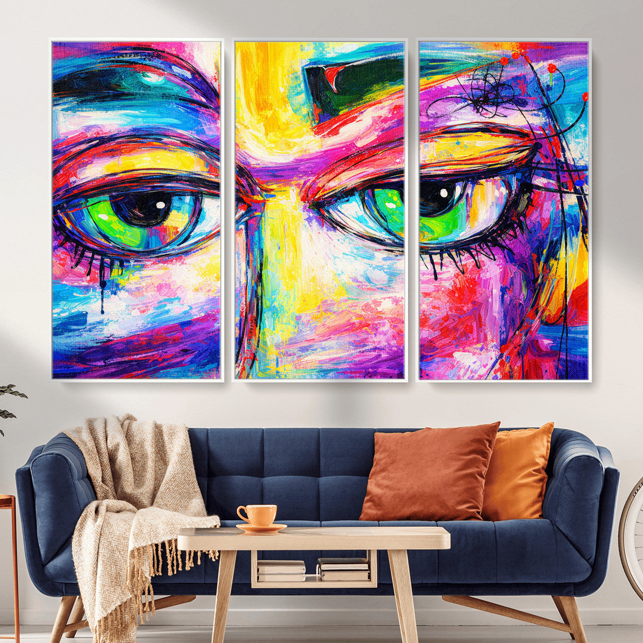 99390655-MGV-CV-36X24 - Colorful Abstract Face Wall Art Canvas Print – Modern Pop Art Portrait Artwork for Contemporary Living Room Decor