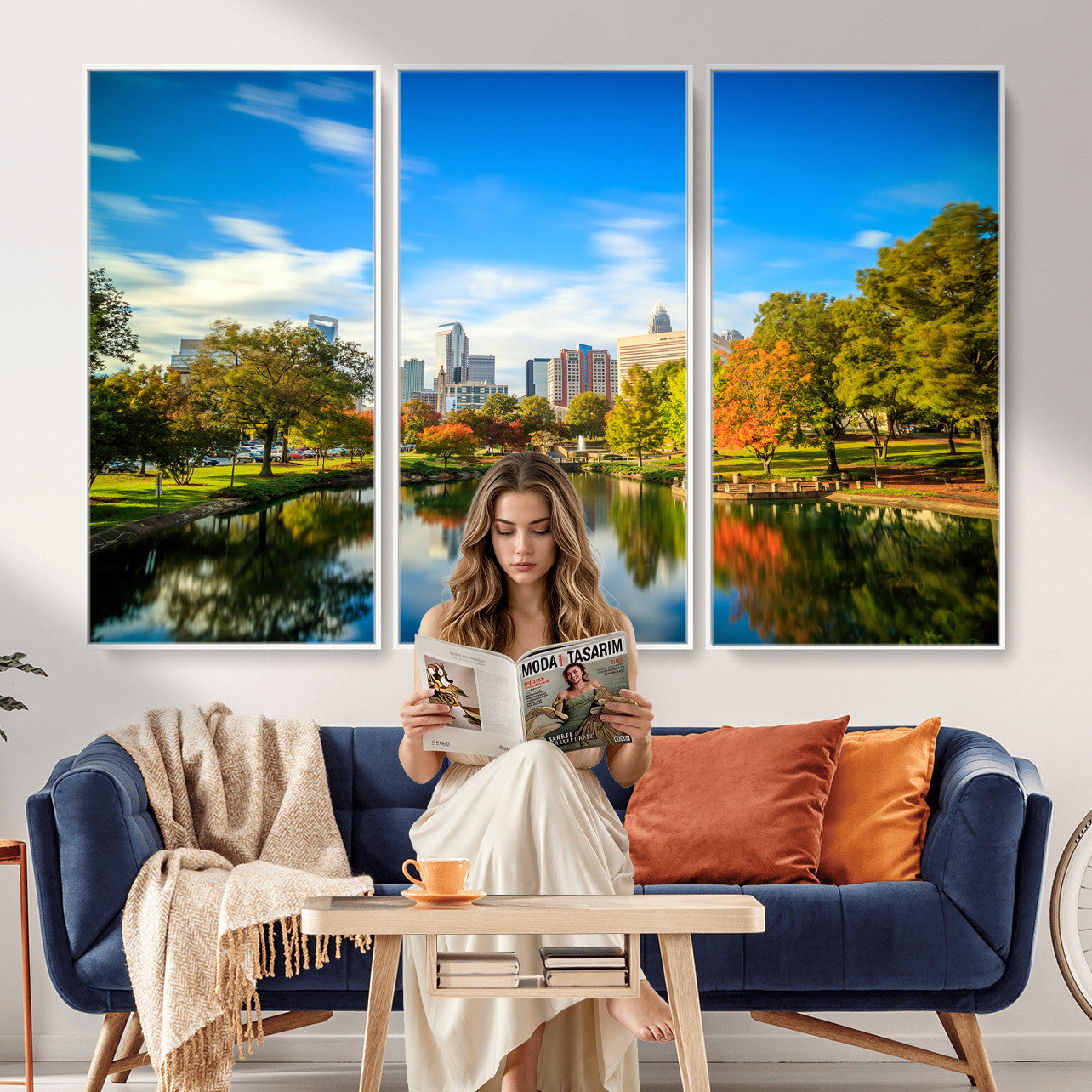 83254720-MGV-CV-36X24 - Charlotte Skyline Canvas Wall Art Print – North Carolina Cityscape Photography Print