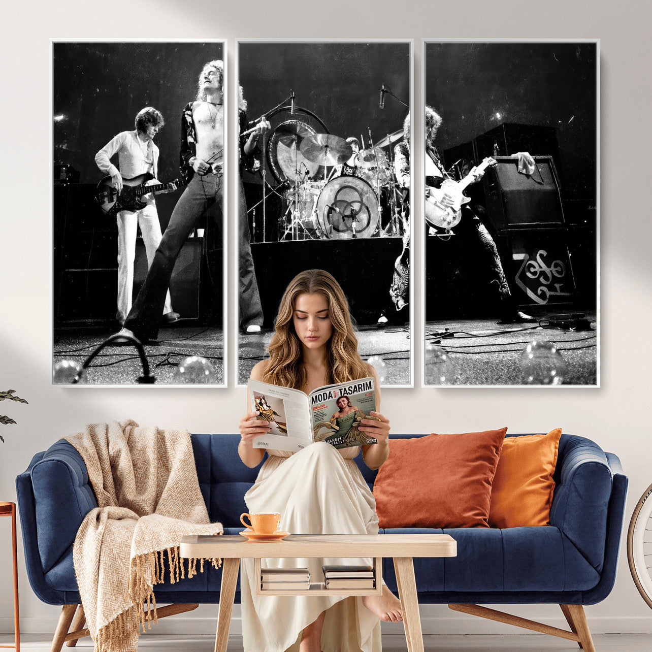 Led Zeppelin Live Concert Canvas Wall Art, Classic Rock Band