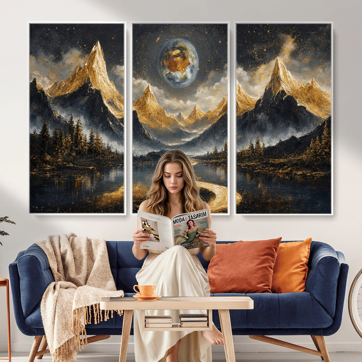 34202127-MGV-CV-36X24 - Abstract Mountain Wall Art Canvas Print Modern Landscape Painting Print