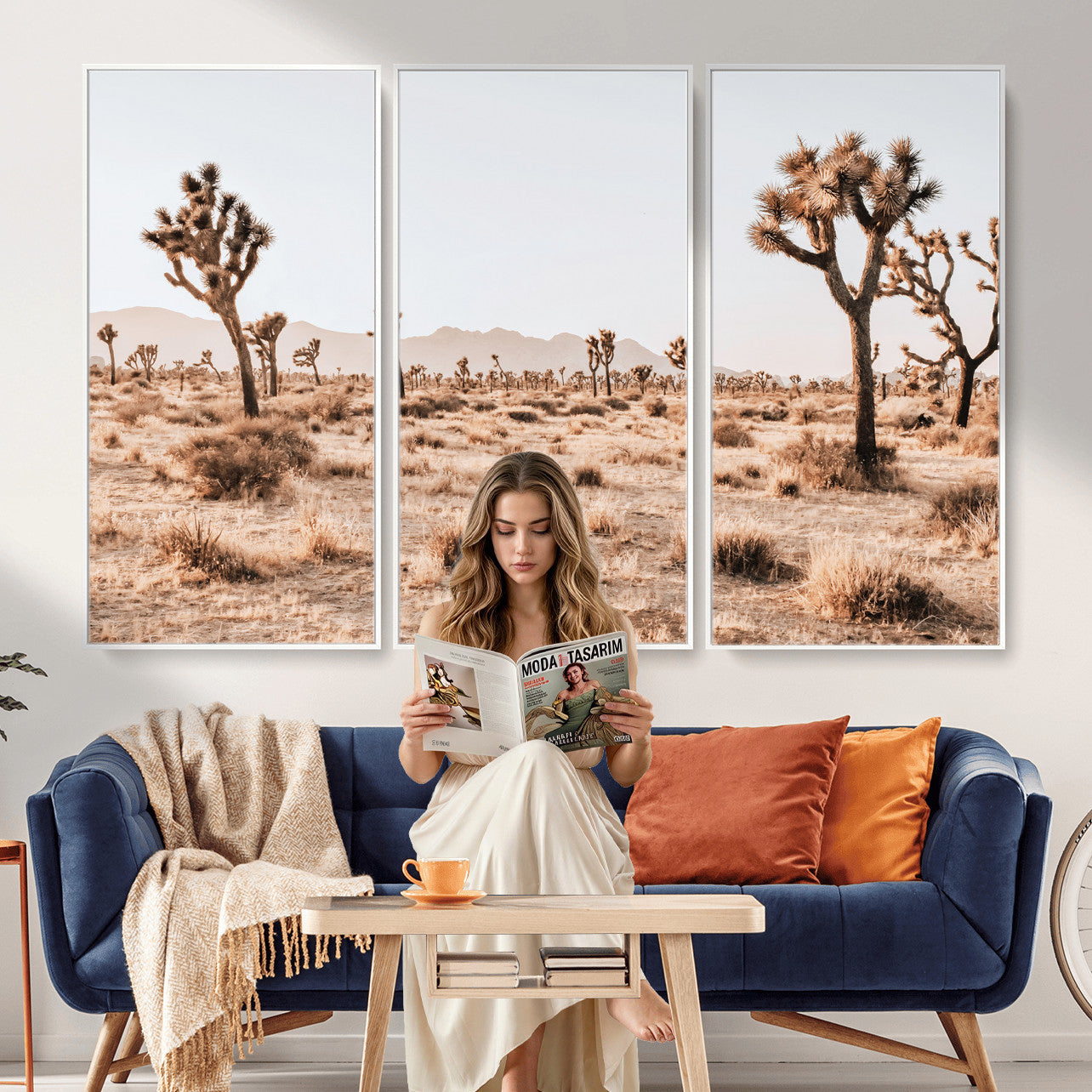 33549408-MGV-CV-36X24 - Joshua Tree Desert Canvas Wall Art Print, Desert Landscape Photography, Boho Southwest Wall Decor, Nature Canvas, Ready to Hang