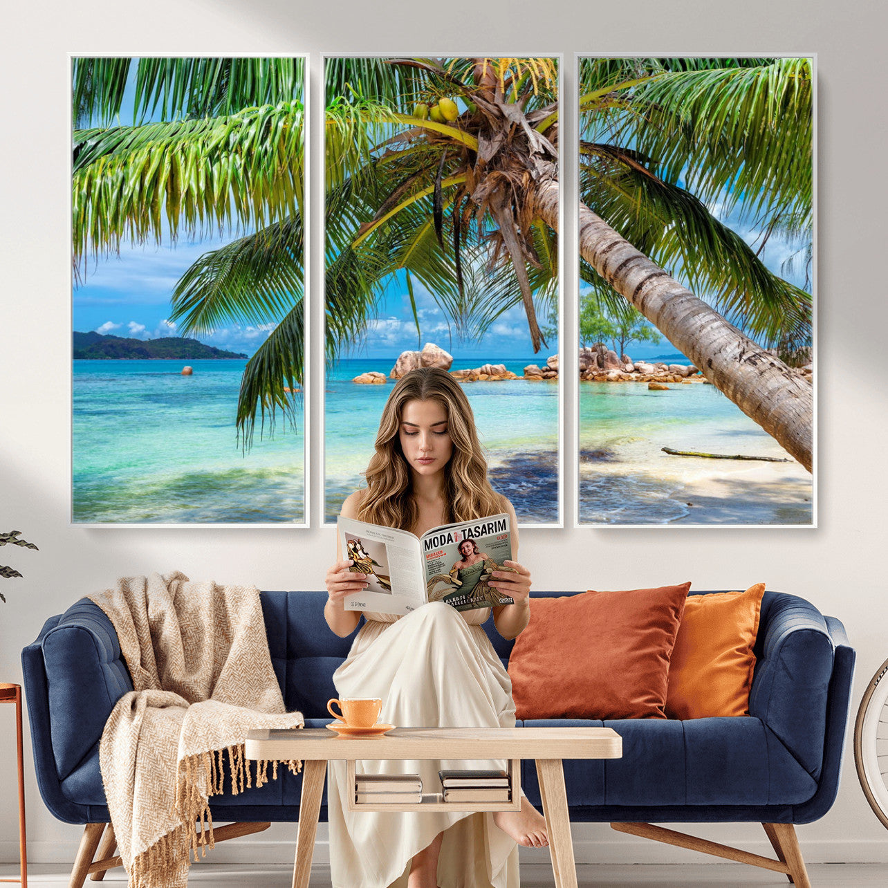 86824715-MGV-CV-36X24 - Seychelles Beach Canvas Wall Art - Anse Volbert Praslin Island Print