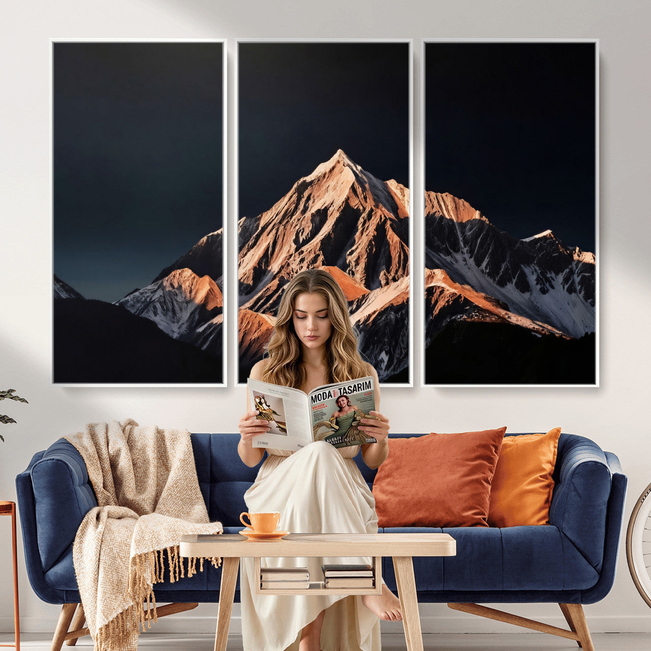 10196184-MGV-CV-36X24 - Snow Mountain Wall Art Canvas Print for Living Room Decor