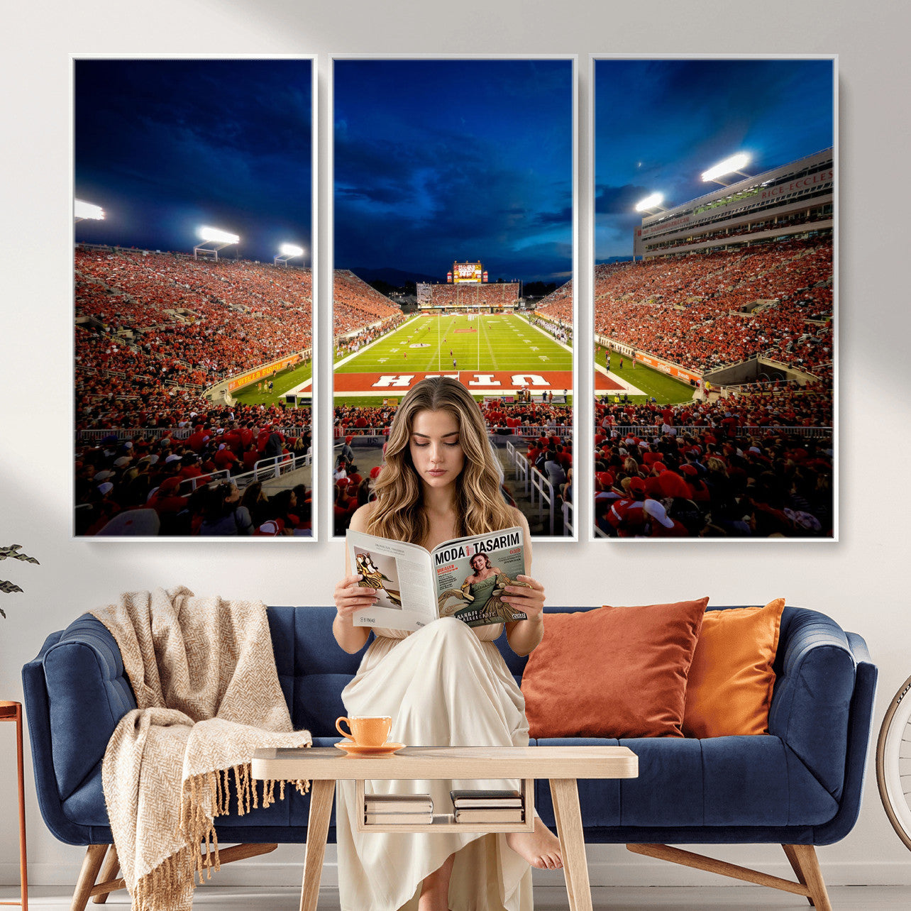 74019251-MGV-CV-36X24 - Rice-Eccles Stadium Wall Art Canvas Print - Utah Salt Lake City Stadium Print