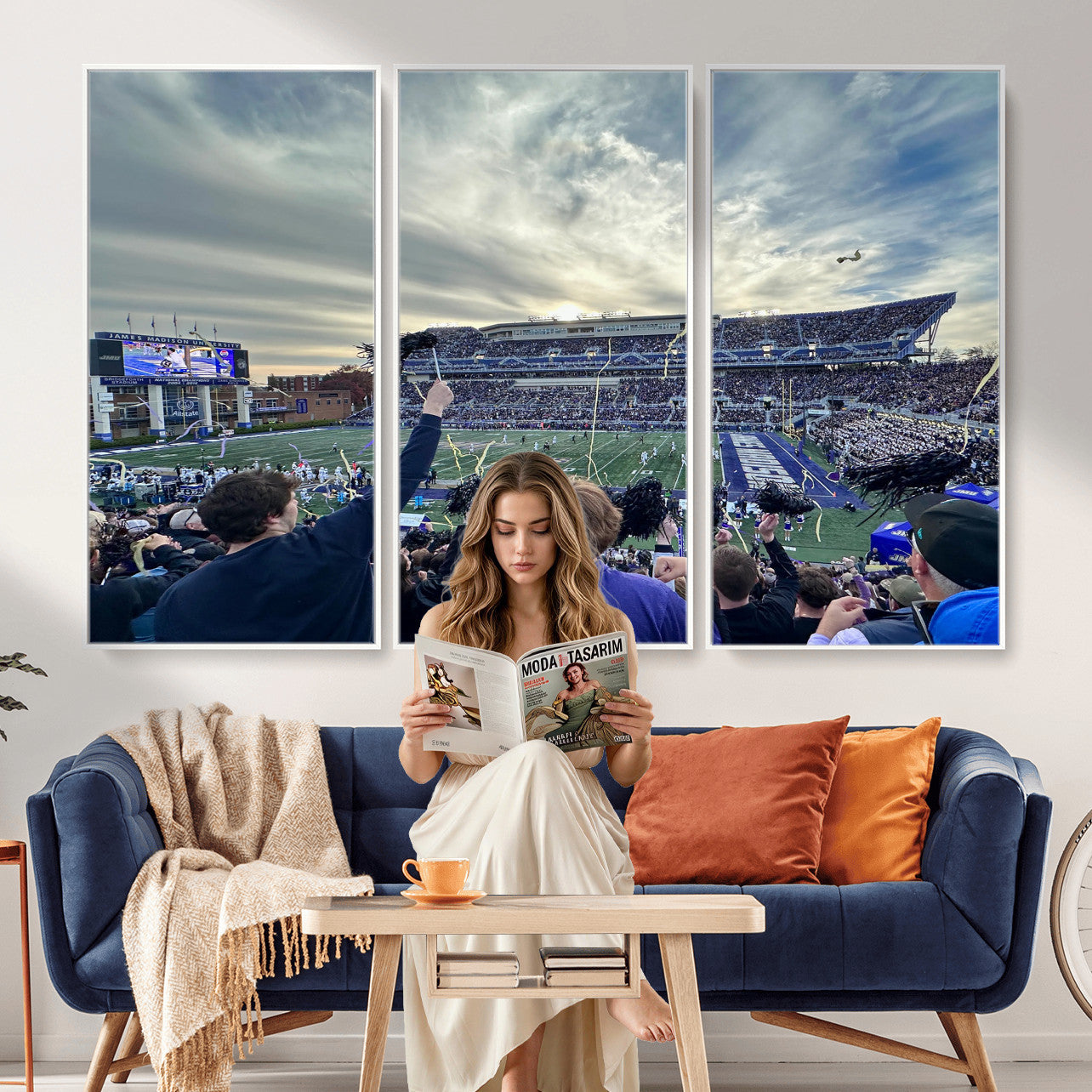 400867JMU-MGV-CV-36X24 - JMU Stadium Wall Art Canvas Print for Game Room Decor - James Madison University Stadium