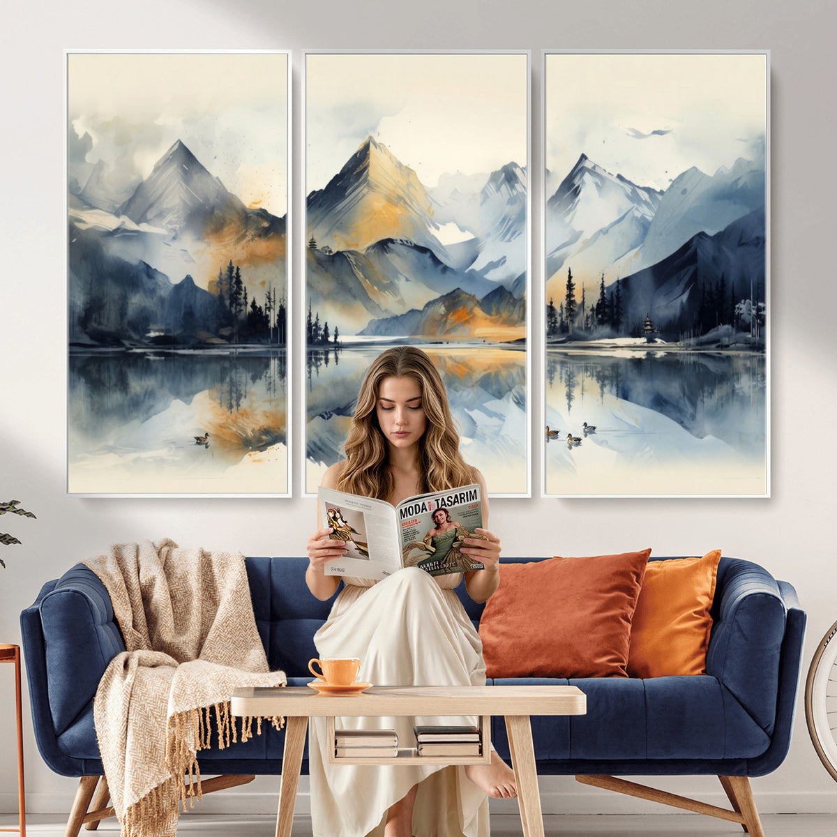 10196184T-MGV-CV-36X24 - Abstract Lake Mountain Wall Art Canvas Print