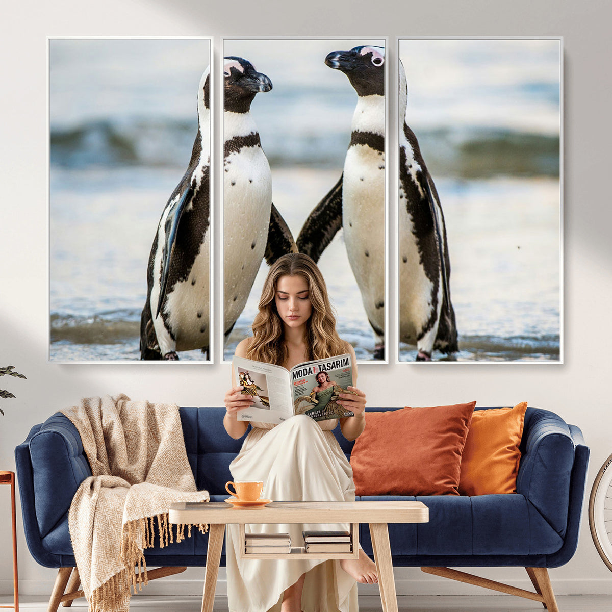 64870405-MGV-TP-30X20 - African Penguins Boulders Beach Wall Art Canvas Print, Cute Penguin Couple Photo Print