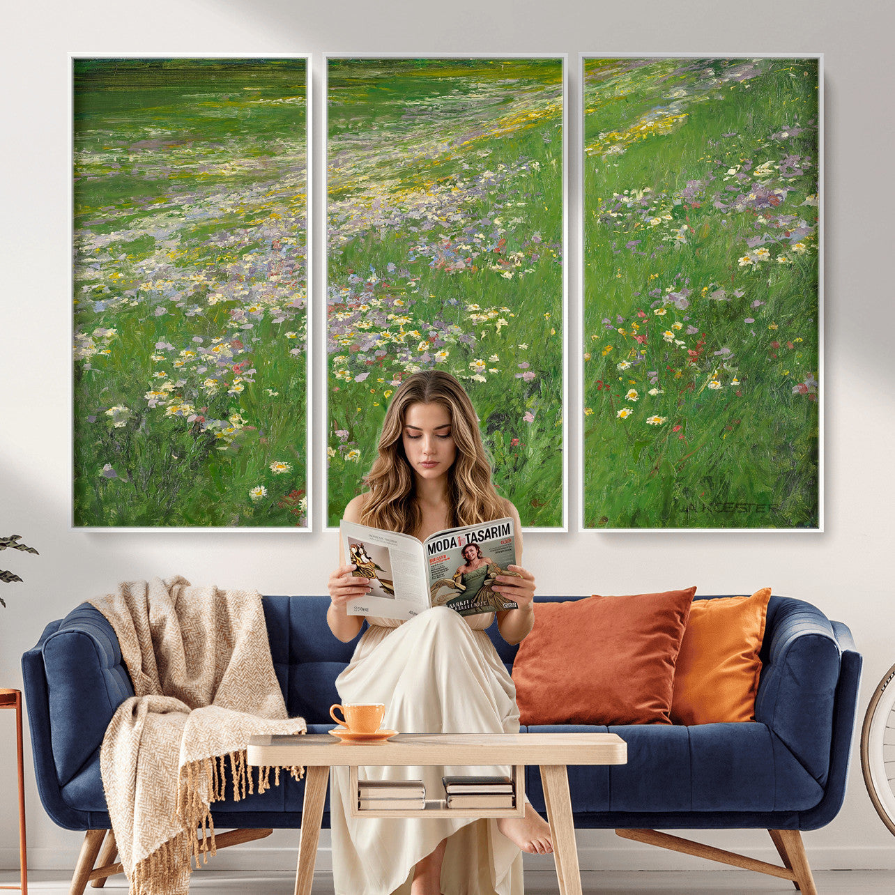 63535040-MGV-CV-36X24 - Alexander Koester Flower Meadow Canvas Wall Art, Vintage Landscape Print