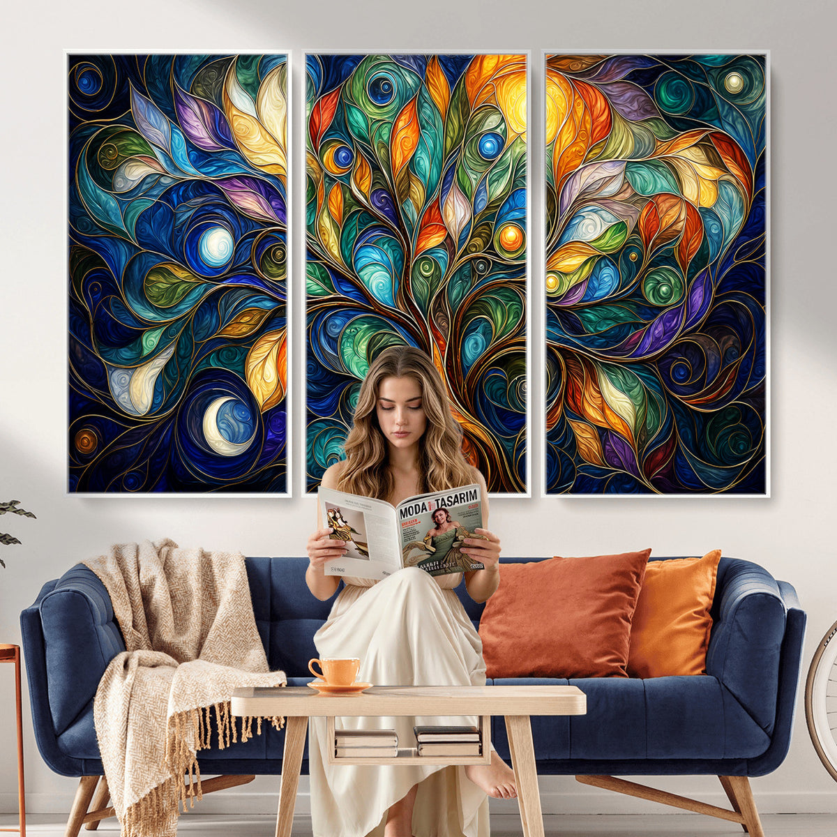 60127105-MGV-CV-36X24 - Psychedelic Tree Of Life Wall Art - Vibrant Swirl Cosmic Nature Decor